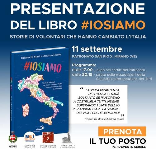 Presentazione del libro #IOSIAMO sul volontariato sabato 11 dalle 20.15