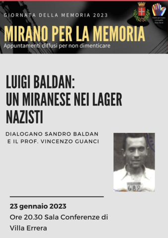 Mirano per la Memoria: Luigi Baldan, un Miranese nei lager nazisti il 23/01 alle 20.30