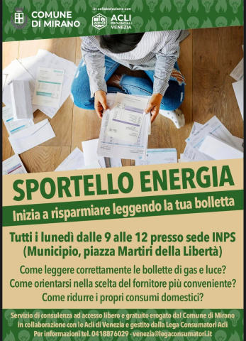 Sportello Energia Mirano aperto al lunedì in Municipio