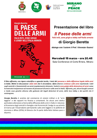  Mercoledì 15 marzo Giorgio Beretta presenta il suo libro "Il paese delle armi”