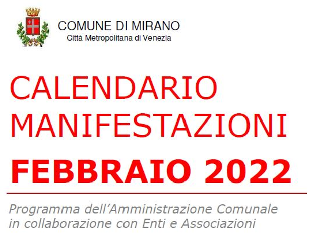 CALENDARIO MANIFESTAZIONI FEBBRAIO 2022