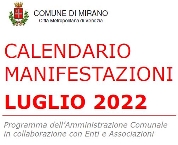 Calendario manifestazioni luglio 2022
