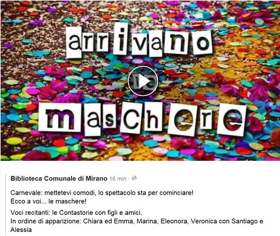 "Arrivano le maschere!”: videolettura dei Contastorie e della Biblioteca