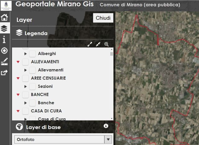 E’ disponibile il GeoPortaleGis del Comune di Mirano: visualizzabili graficamente molteplici dati legati al territorio comunale